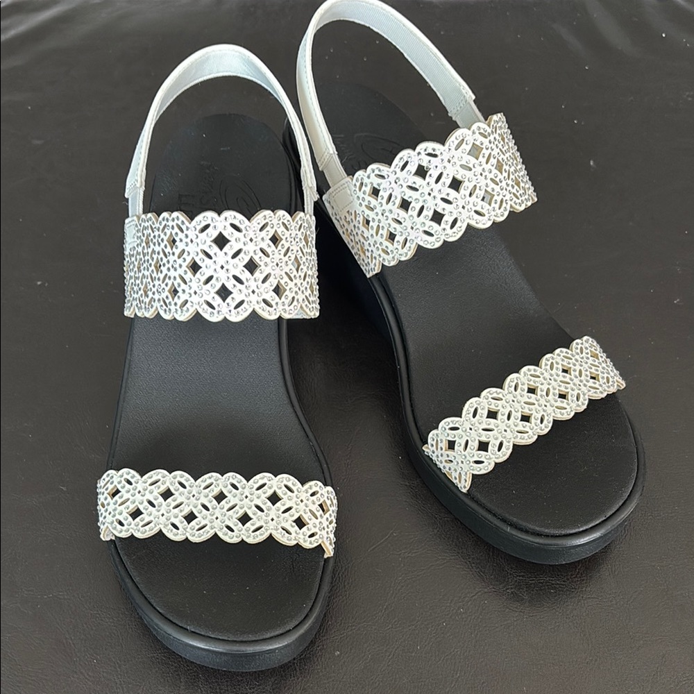 Skechers White Sandals with Lacy Straps and Comfortable Sole